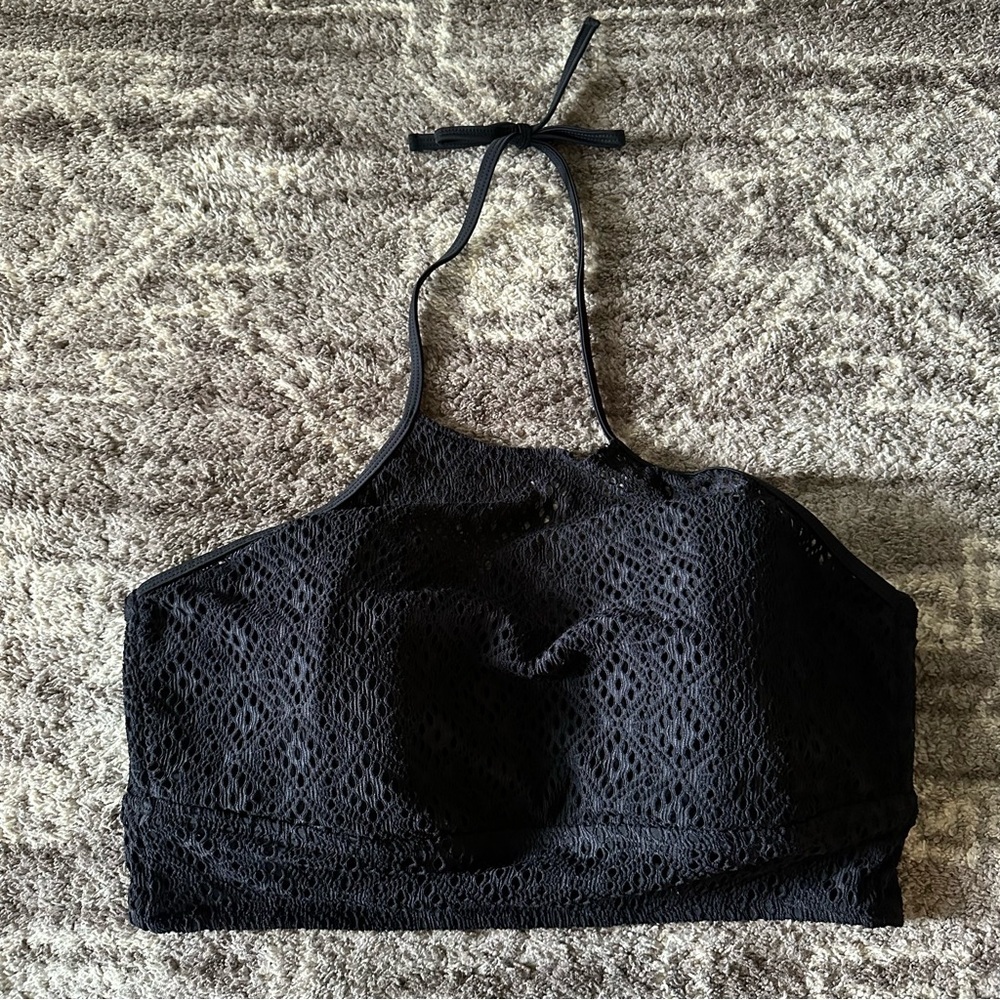 Torrid Wireless High Neck Crochet Bikini Top Black